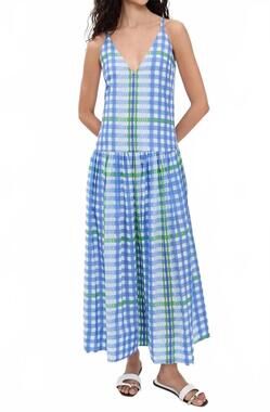 NEW DE LORETA paca dress in trame blue